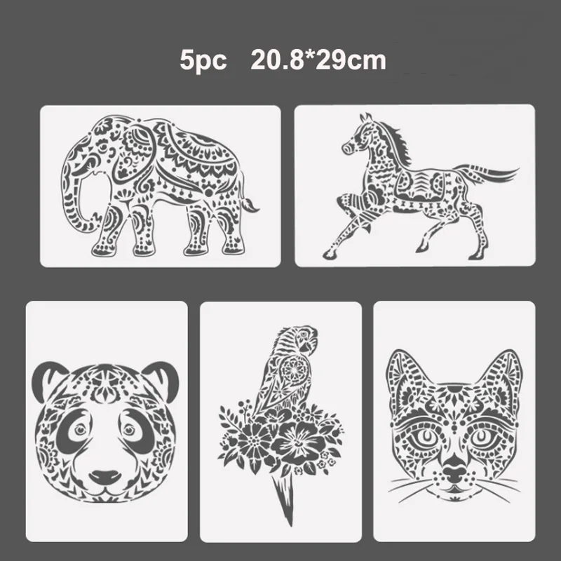 

5 шт. многоразовые трафареты для картина шаблон DIY покраски стен раскраска для скрапбукинга тиснильный альбом декоративные офисные школьные принадлежности, блокноты