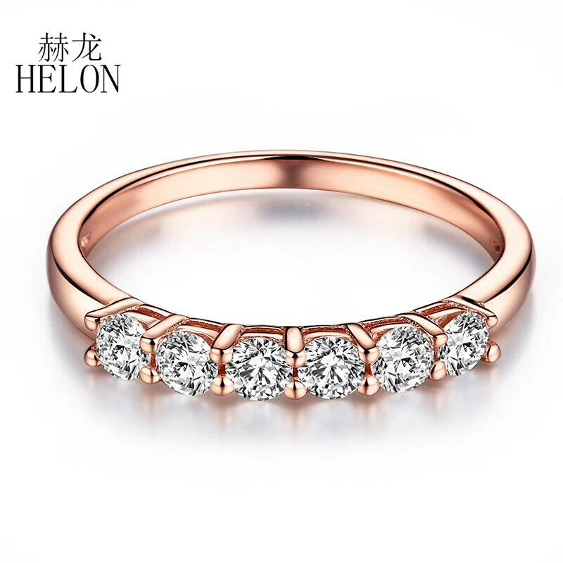 

HELON Moissanite Ring Real 18K Rose Gold Round VVS/DEF Lab Grown Diamond Moissanite Engagement Ring Women Trendy Fine Jewelry