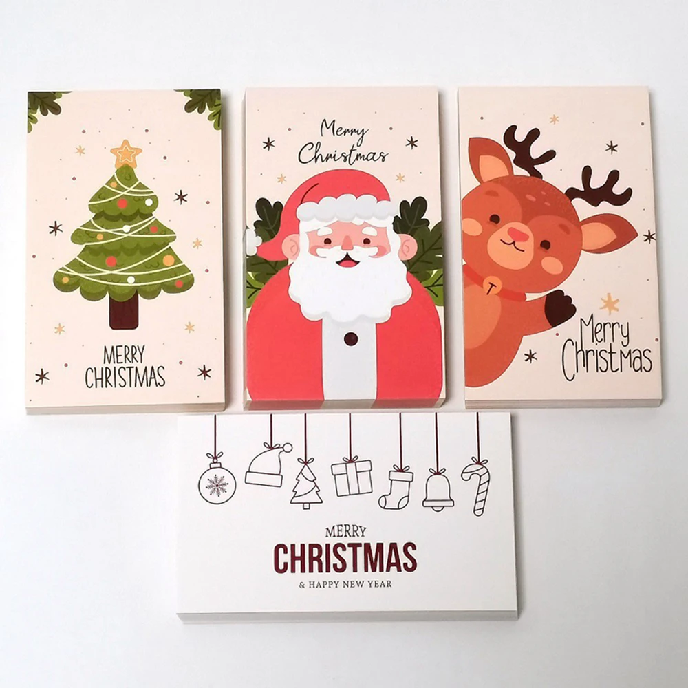 30Pcs Merry Christmas Gift Cards Greeting Card Christmas Tree Stickers Cute Design For 2022 New Year Gift decoration card