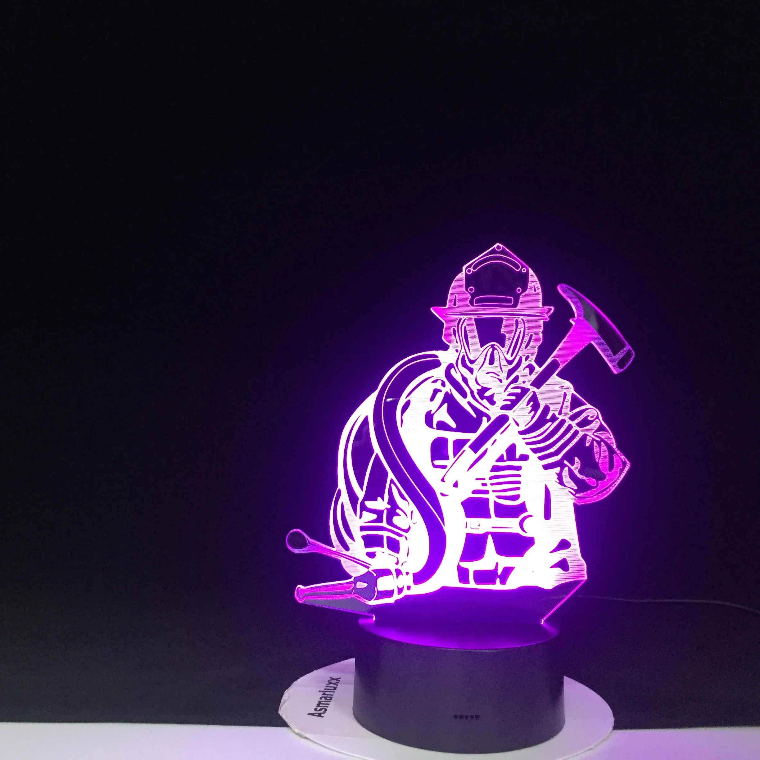 Fireman 3D LED  Modeling USB Night Lights Creative Firefighter Table Lamp Home Decor 7 Colors Changing Sleep Lighting Kids Gifts