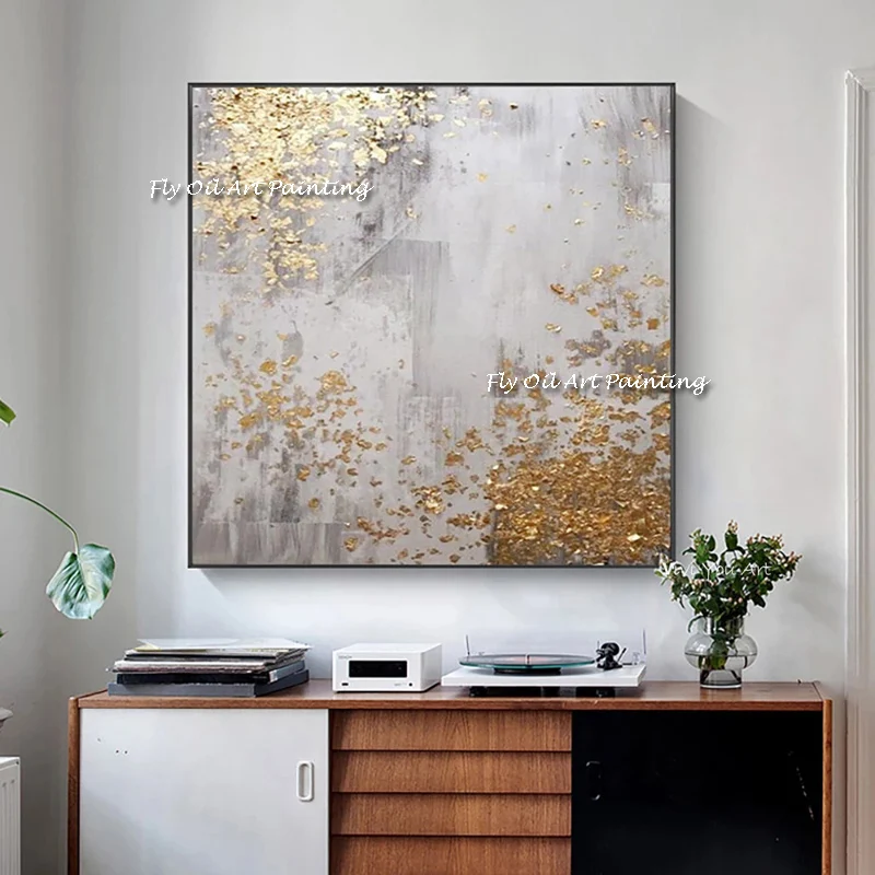 

Hand-painted Golden Simple Landscape Oil Painting On Canvas Abstract Scenery Pictures Wall Art Street Landscape Paintings