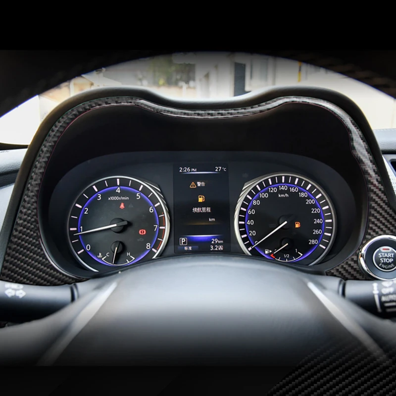 

Стайлинг автомобиля для Infiniti Q50 Q60 2014-2019 отделка приборной панели из углеродного волокна центральная панель управления декоративная крышка наклейки интерьер
