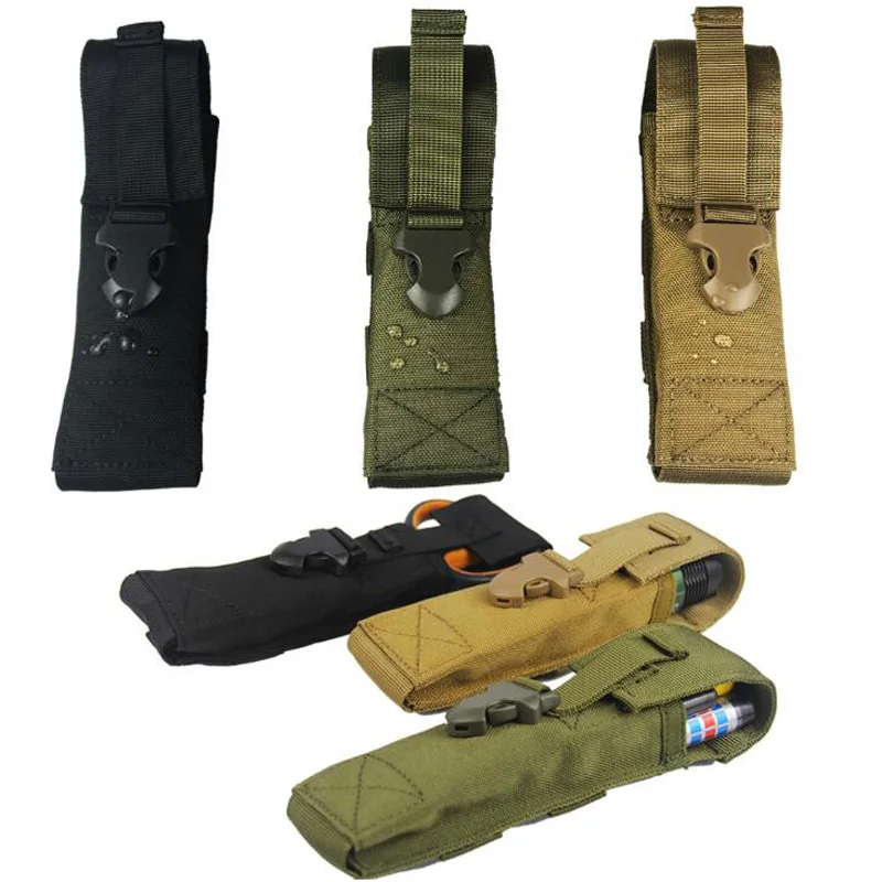 Tactical Flashlight Pouch Nylon Molle Airsoft Backpack Molle Belt Attachment Bag Outdoor Camping Hunting Tool Pack