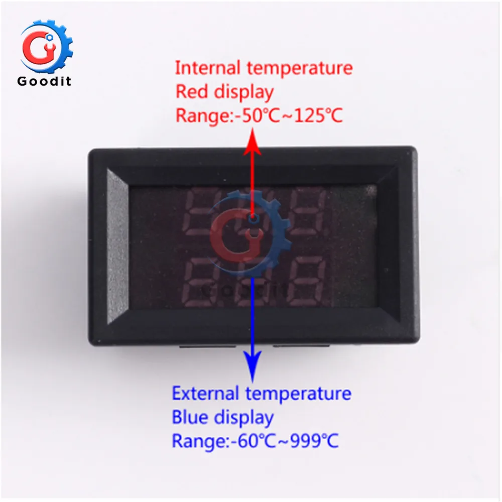 Dual Digital LED tube Display Thermometer K-type Industrial Thermocouple High Temperature Sensor Probe Thermograph Tester Meter