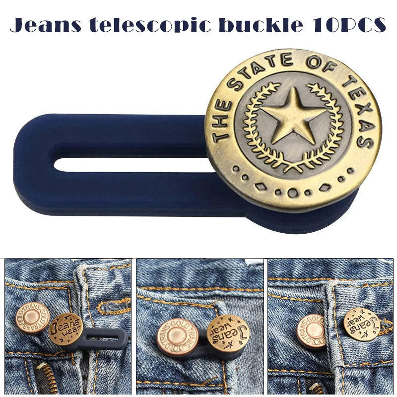 10 Stks/set Intrekbare Jeans Knop Fashion Unisex Gesp Hot Koop Verstelbare Extended Vrouwen Mannen Jeans Broek Knoppen