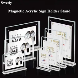 A4 Magnetische Acryl Zeichen Halter 8,5x11-T Form Tisch Top Broschüre Halter Display Stand Menü Papier Halter poster Ad Rahmen