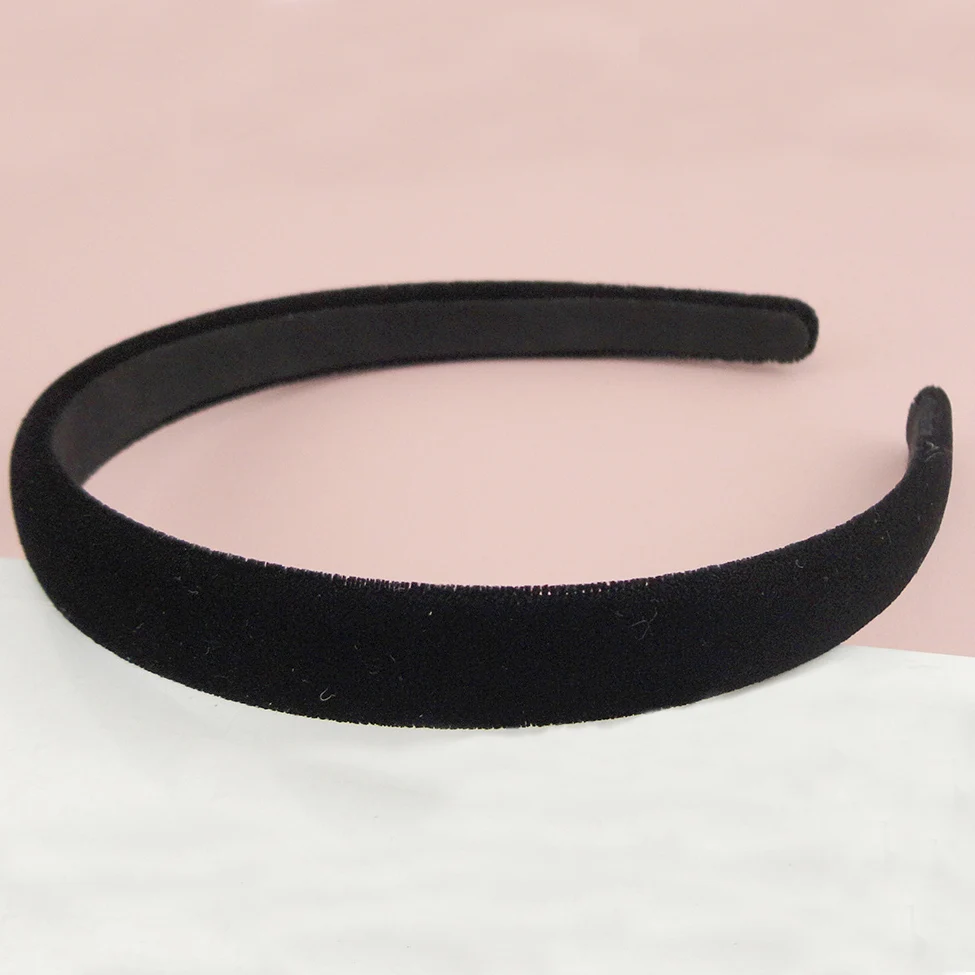 

10PCS 1.5cm 2.0cm 2.5cm Black Velvet Covered Plain Plastic Headbands with black Flocking Fabric Hairbands Hair hoops for DIY