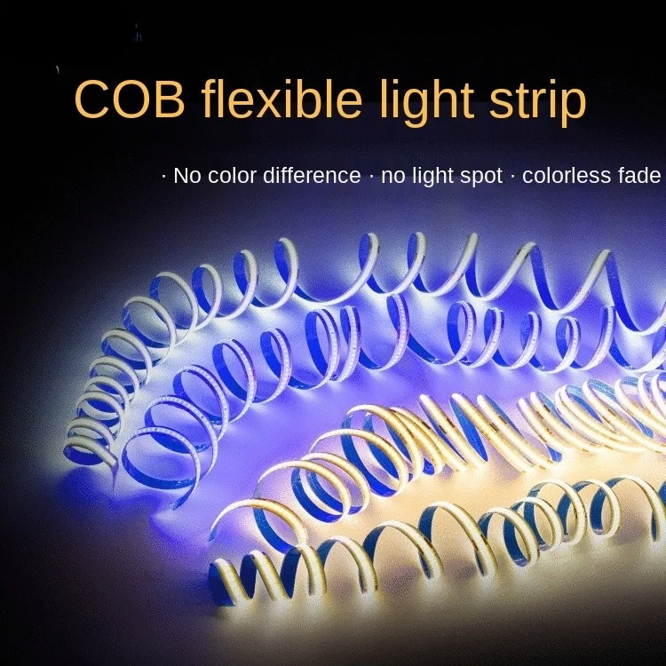 50m/lot Cob Soft Flexible Strip Light 352leds/m DC12V 24V PC Tape Diode White Warm White Living Room Cabinet Bedroom Decoration