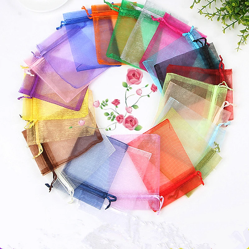 

50pcs 5x7/7x9 cm Organza Jewelry Bags Pouch Organza Drawstring Bag Jewelry Packaging For Jewelry Pouches Jewellery Bag