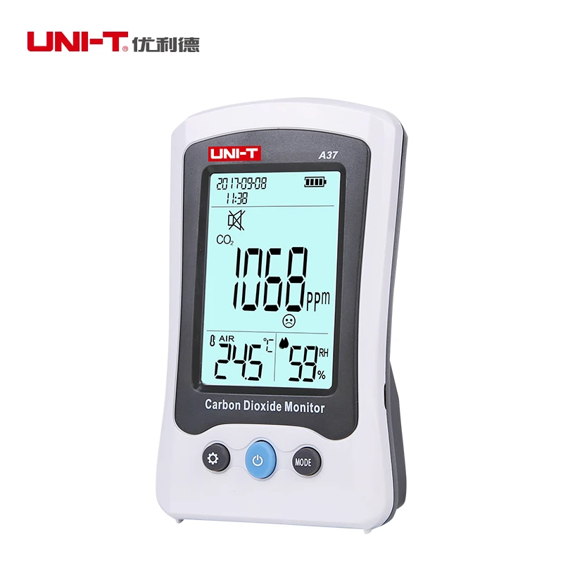 

UNI-T Carbon Dioxide Monitor A37 CO2 Meter Automatic baseline correction Audible and visual alarm Low battery indication