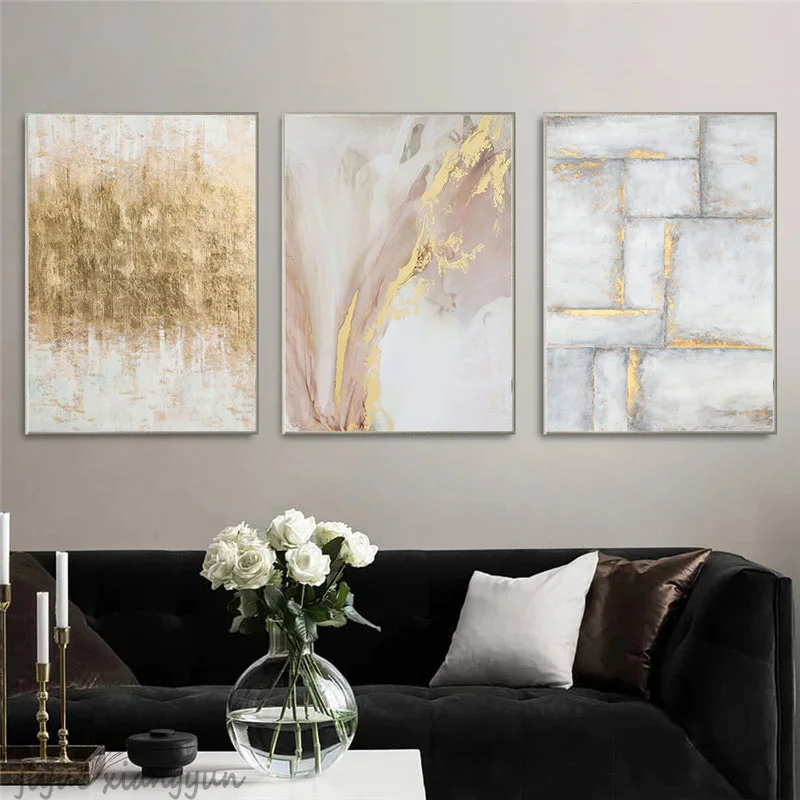 Modern Minimalist Wall Art Canvas Painting Abstract warm color block line Art Poster Print Wall Picture for Living Room Decor