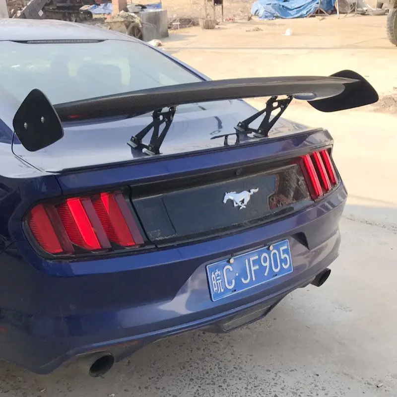 APR style top quality real Carbon fiber Car Rear Trunk Spoiler Wing For Ford Mustang 2015-2017, drilling needed