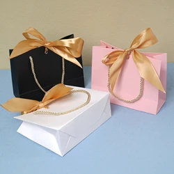 Sacchetti regalo con manici carta bomboniera borsa fiocco nastro gioielli imballaggio compleanno matrimonio laurea celebrazione regalo Wrap