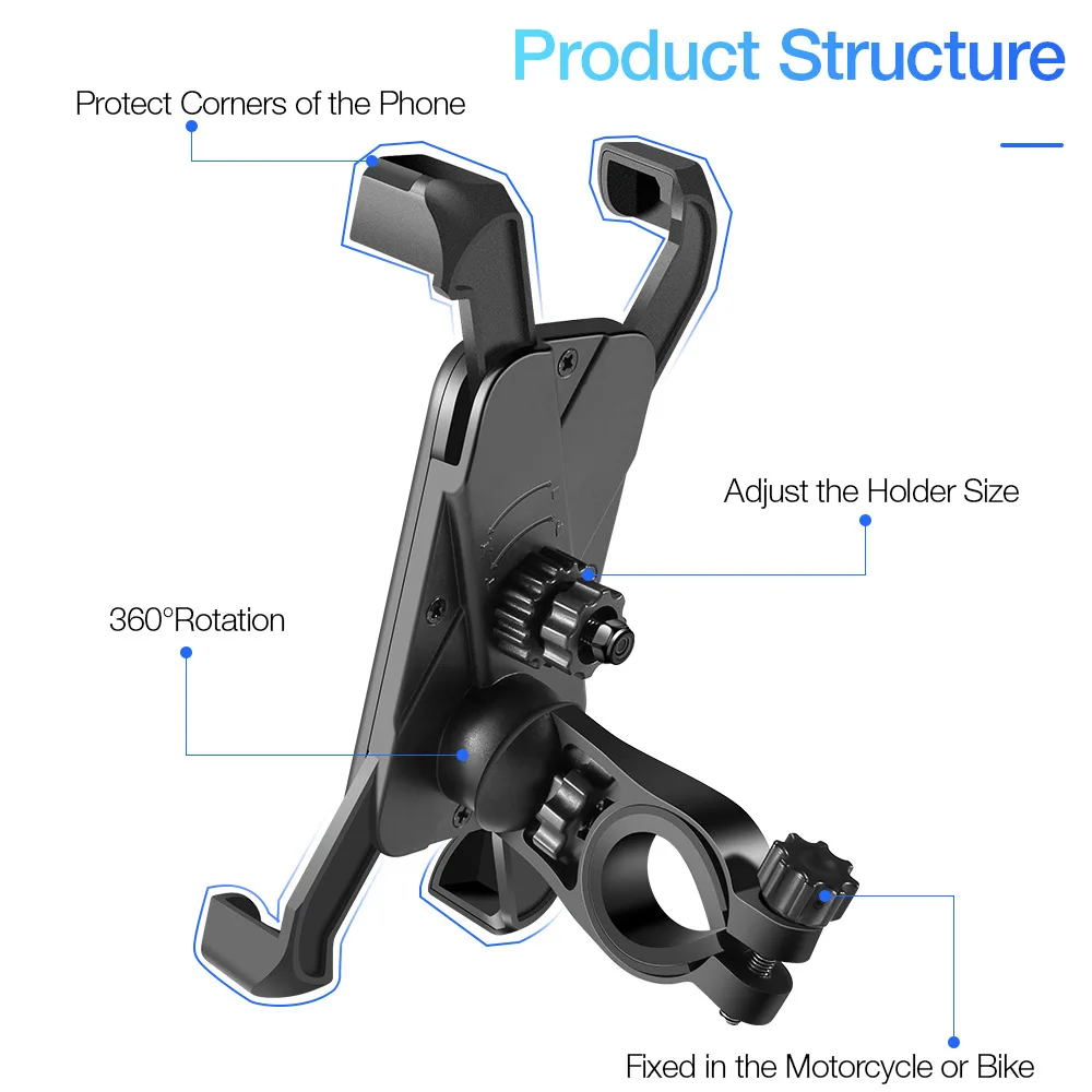 Anti Shake 360° Rotation Adjustable Smartphone Mount Bracket Universal Bicycle Holder Bike Handlebar Mobile Phone Holder Stand