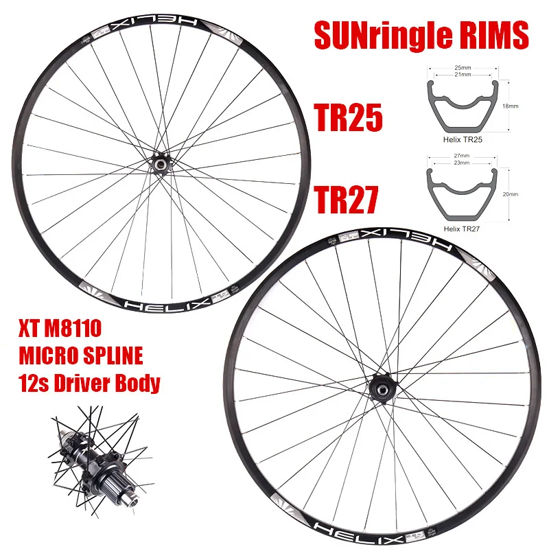 12 Speed Xt M8100 M8110 Boost 110X15 148X12 28H 12 Micro Spline Hub Centerlock Free wheel E TR25 TR27 rim 27,5 29er wheel set