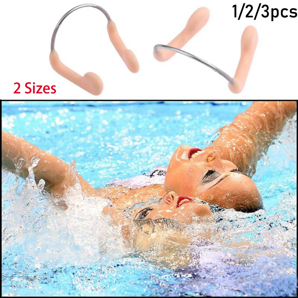 1/2/3pcs Skin Color Adjustable No-skid Soft Silicone Nose Clip Water Sports Accessories Swimming equipment Diving Tool