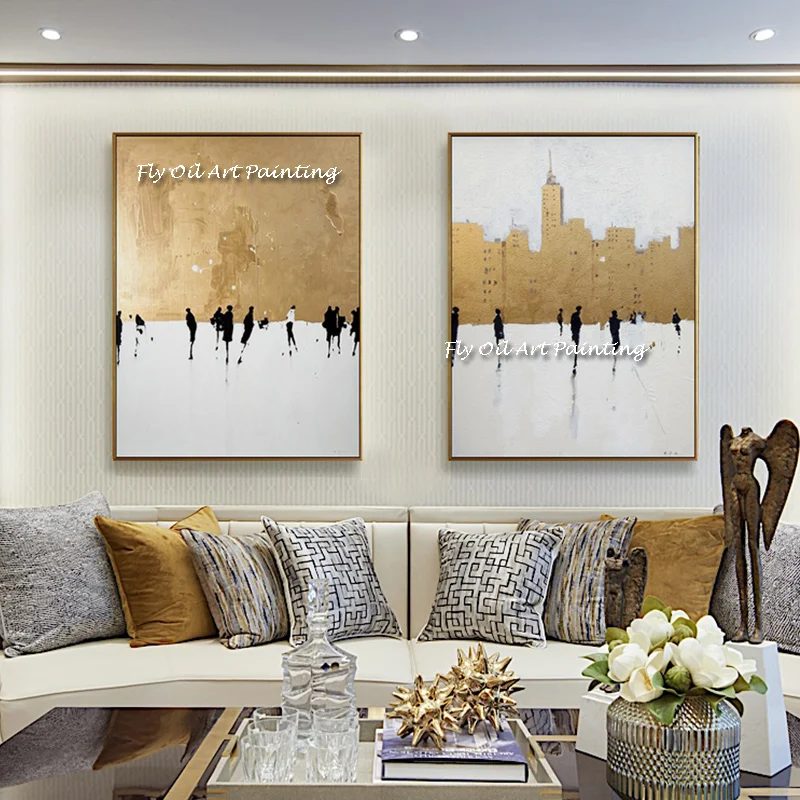 

100% ручной росписью толстый текстурированный реферат современные серый золото Фольга картина маслом на холсте маслом Современная живопись Изобразительное искусство картина подарок