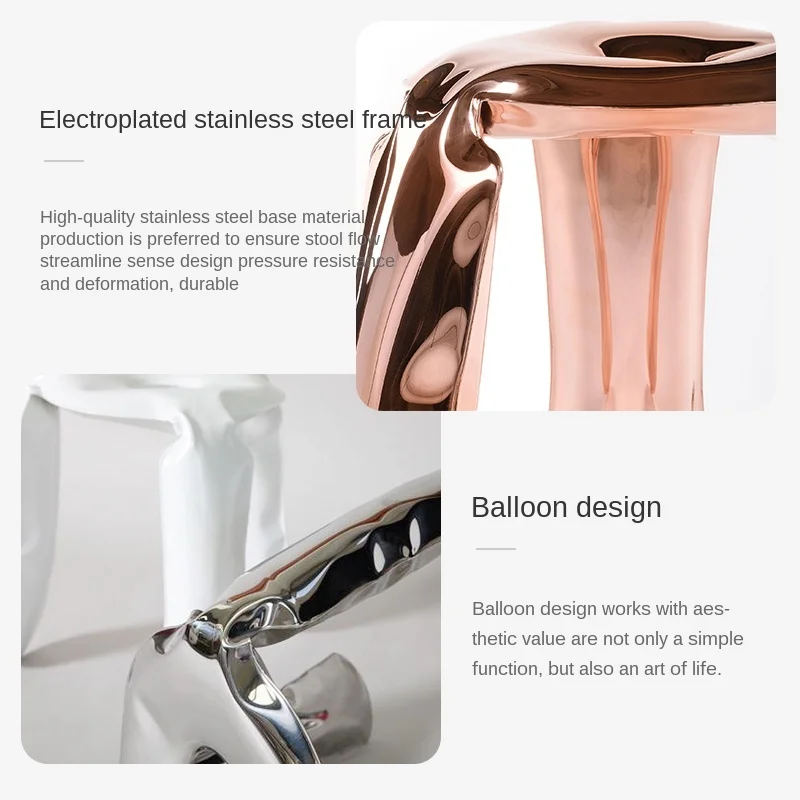 GY Inflatable Stainless Steel Stool Artistic Design Metal Three-Legged Shoes Low Stool Inflatable round Low Stool