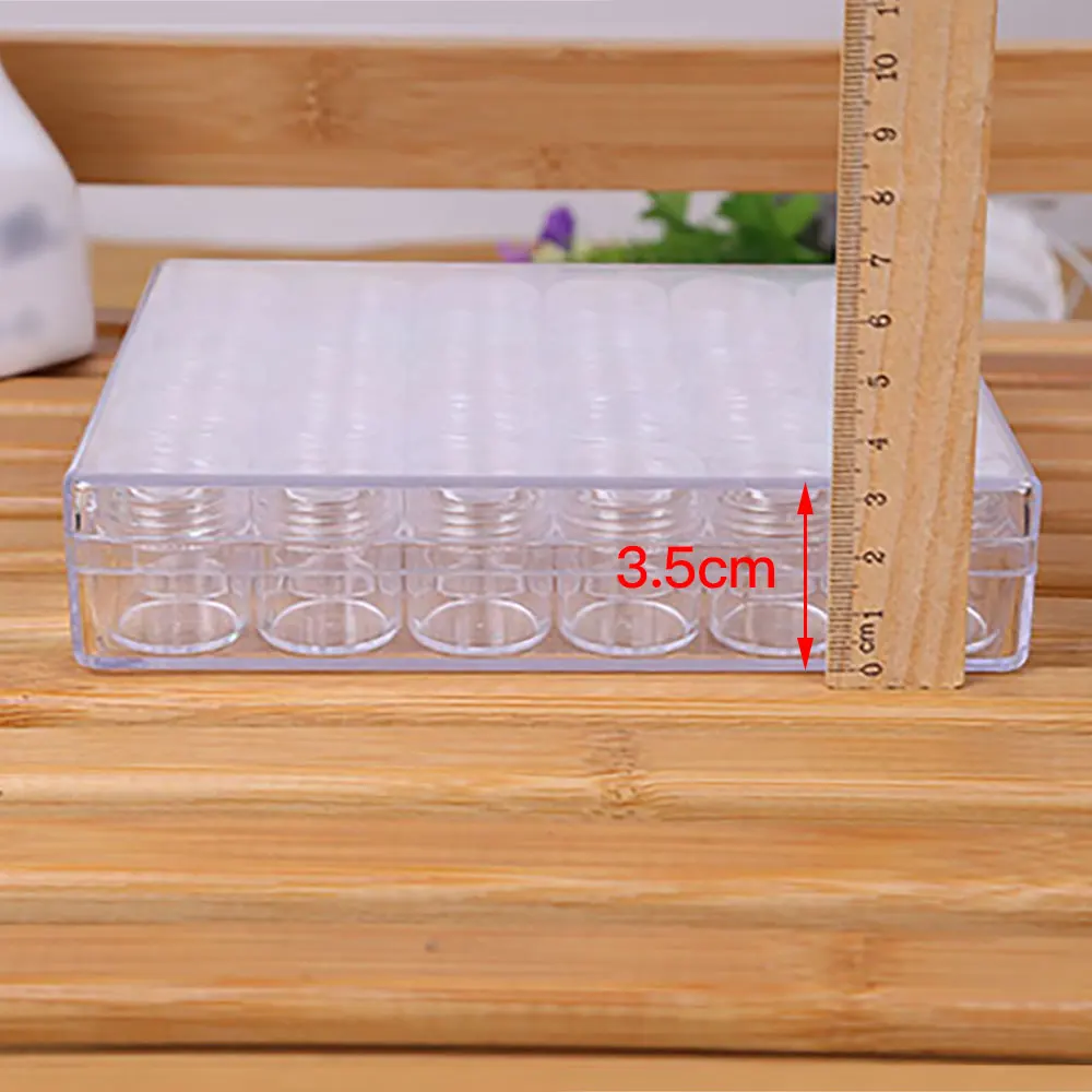 1 Case 30 Slots White Clear Storage Box Empty Container For Nail Art Gems Jewelry Decoration Container Glitter Nail Tools