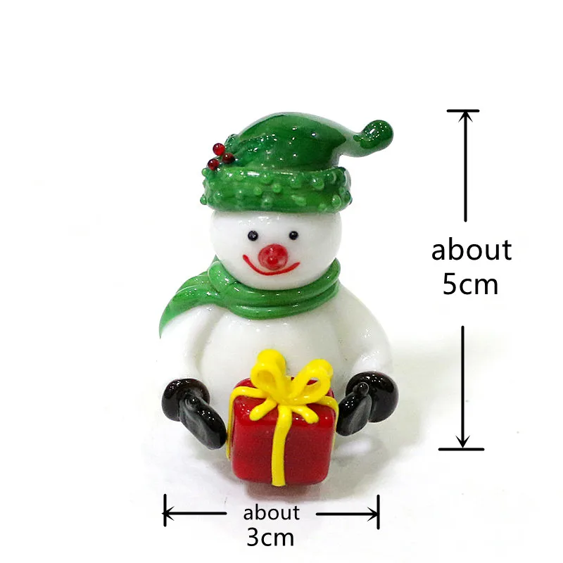 Leuke Kerst Sneeuwpop Murano Glas Ornamenten Merry Xmas Decoratie Voor Thuis Figurine Tuin Miniaturen 2022 Nieuwjaar Xmas Decor