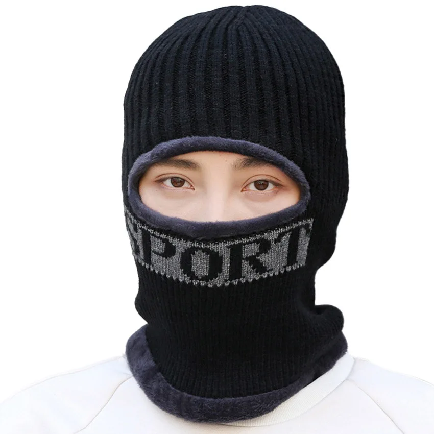 JNKET Casual Men Winter Neck Warmer Knitted Hat Outdoor Cycling Cap Scarf Elastic Knitted Hat Bonnet