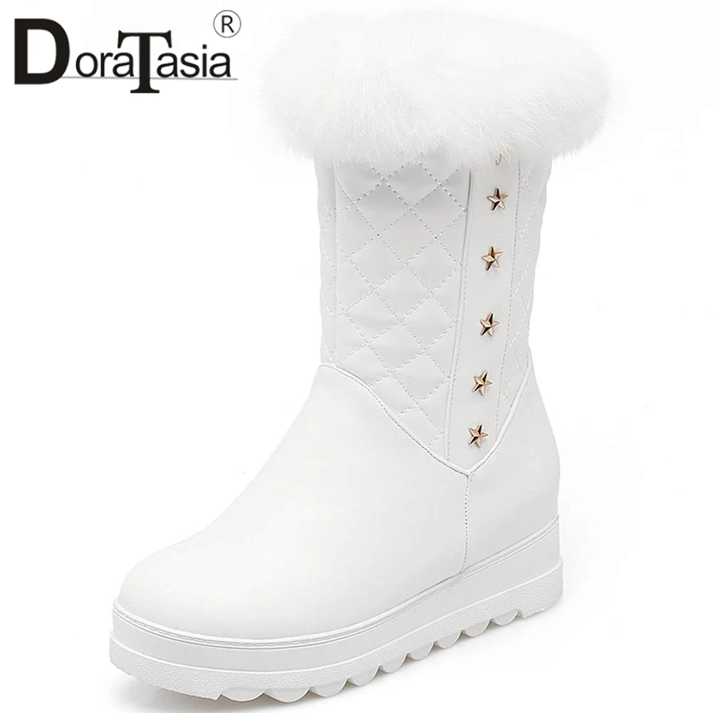 

DORATASIA Big Size 34-43 Women Faux Fur Boots Fashion Decoration Ladies Non-slip Shoes Woman Casual Party Winter Boots Female