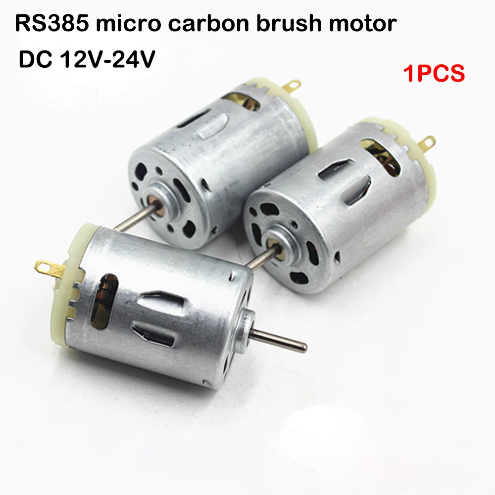 Mini Hair Dryer Motor DC 12V-24V 8000RPM Small RS385 Electric Motor Strong Magnetic Carbon Brush Long Axis DIY Hobby Toy Model