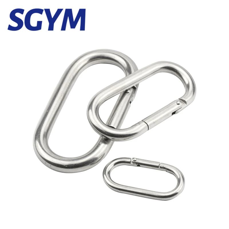 2pcs OVAL SHAPE 304/316 Stainless Steel Spring Snap Hook Carabiner Quick Link Lock Ring Hook 5/6/8/10mm