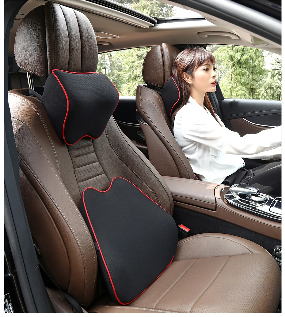 Memory Cotton Foam Auto Nacken kissen Kopfstütze für Auto kissen Lendenwirbel säule atmungsaktive Autos itz kissen Taillen stütze – Detail 2
