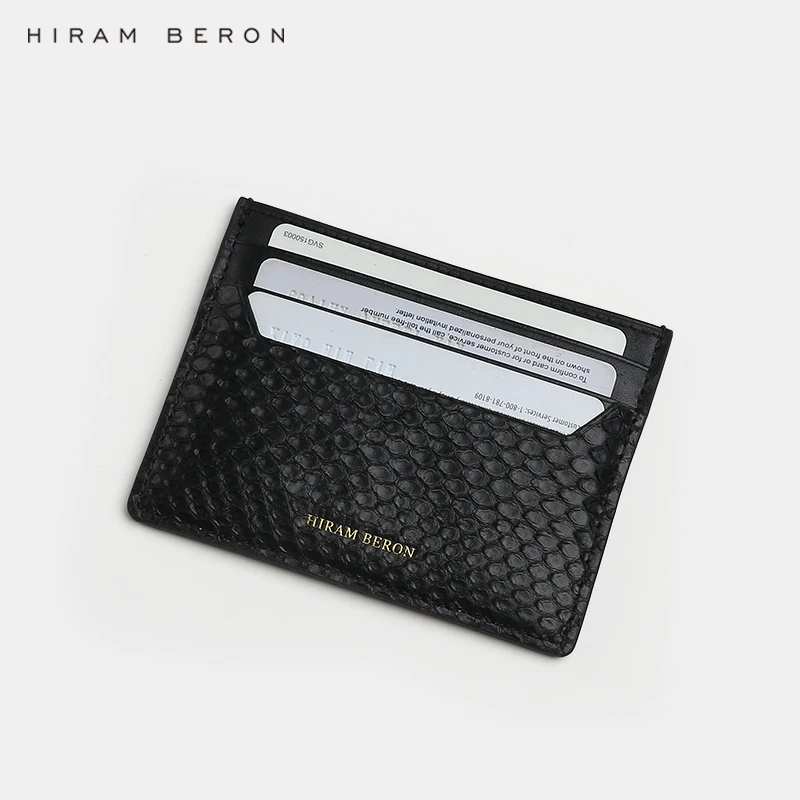 Hiram Beron Python Skin Credit Card Holder Leather Products Snake Wallet Black Red Color Gift for Men Husband Dropship