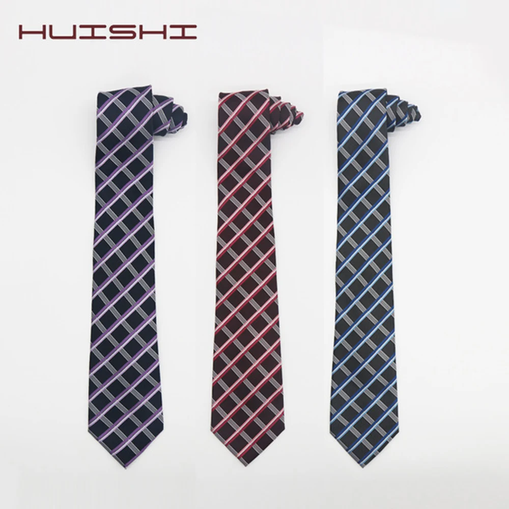 HUISHI Custom Tie Label Dot Stripe Neckties Label Men Slim Polyester Neck Tie  Polka Dot Men Polyester Neckies For Gentlemen