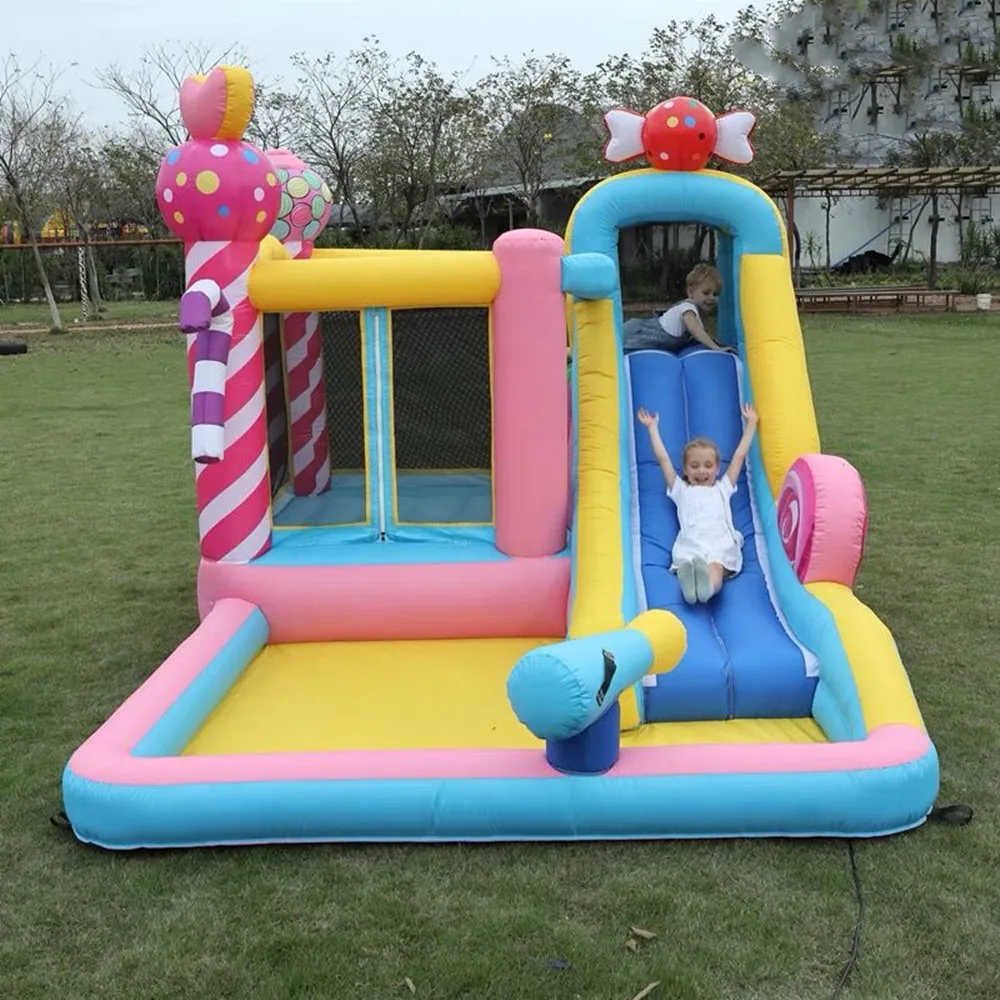 Free Shipping Inflatable Bounce Jumper House with Air Blower, Jump Slide, Kids Castle Party Theme Bounce House with Durable Safe