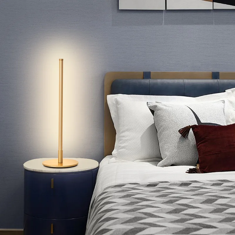 

New product bedroom bedside simple LED line table lamp B&B guest room desk light luxury warm light reading lamp