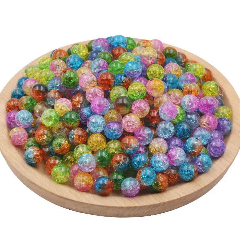 10mm Acrylic Round Crackle Loose Cracked Beads For Clothing Hat Shoes Decoration DIY Necklace Jewelry Crafts Making Material