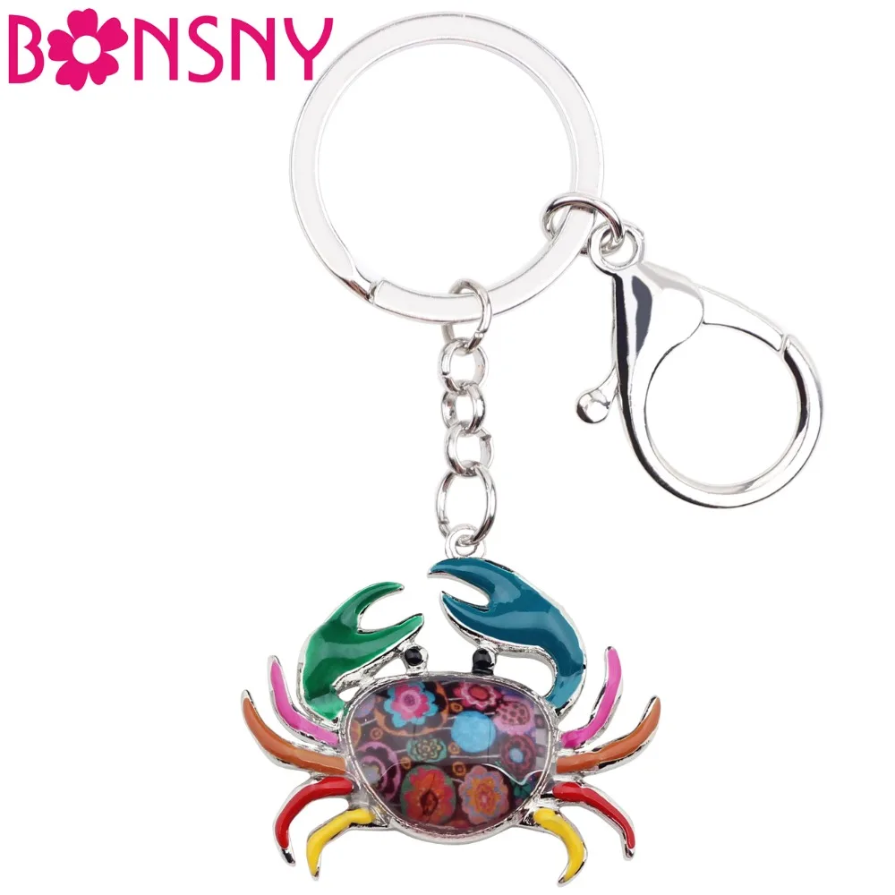 

Bonsny Metal Enamel Star Lucky Zodiac The Cancer Key Chain Keyrings Gift Handbag Charms For Women Car key Animal Jewelry Bulk