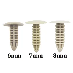 Remaches de plástico para Interior de coche, guardabarros para techo de maletero, diámetro Beige, 6mm, 7mm, 8mm, 30 unidades