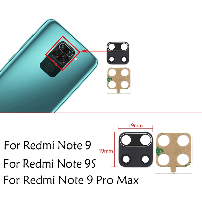 2Pcs Back Rear Camera Glass Lens For Xiaomi Redmi Note 9 9S 10 10s Pro 9A 9C 5G / Mi 10 10T Note 10 Pro 11 Lite With Adhesive