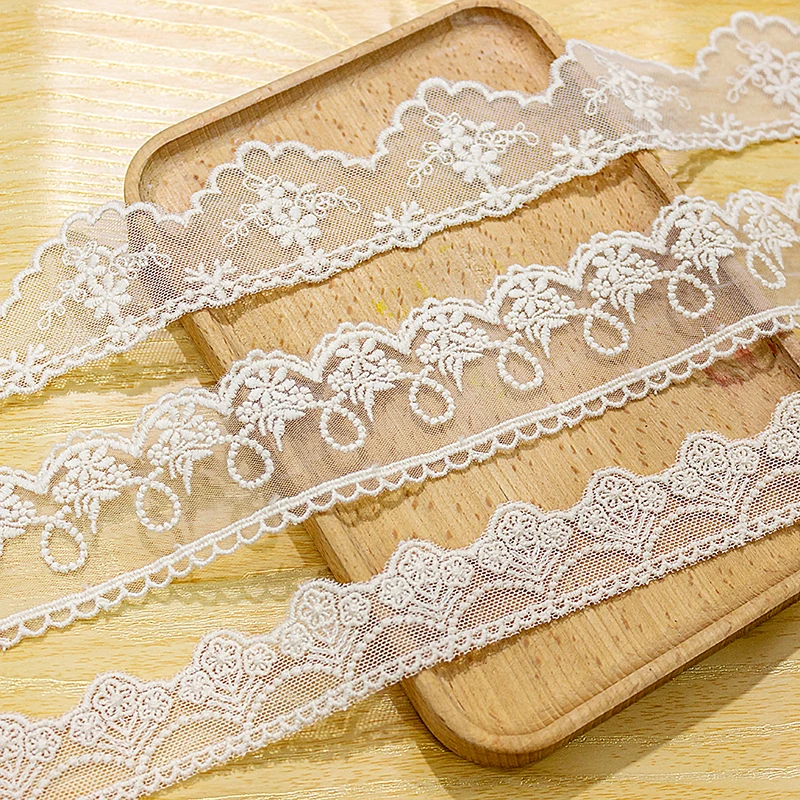 Hot 3yards/lot Retro Beige Cotton Good Quality Net Flower Embroidered Lace Trim for Baby Doll/Pet Clothes/Curtain/ Dress X1314