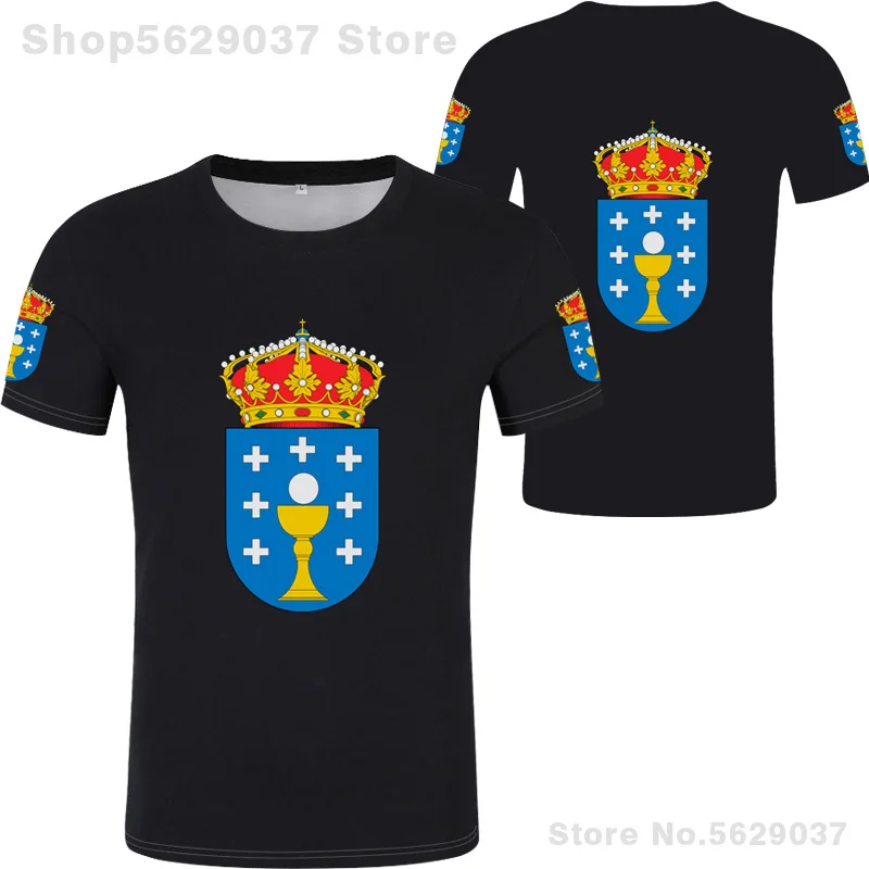 Galicia Shirt Free Custom Made Name Number Vigo T-Shirt Print Flag Word Ourense A Coruna Santiago De Compostela Spanish Clothing