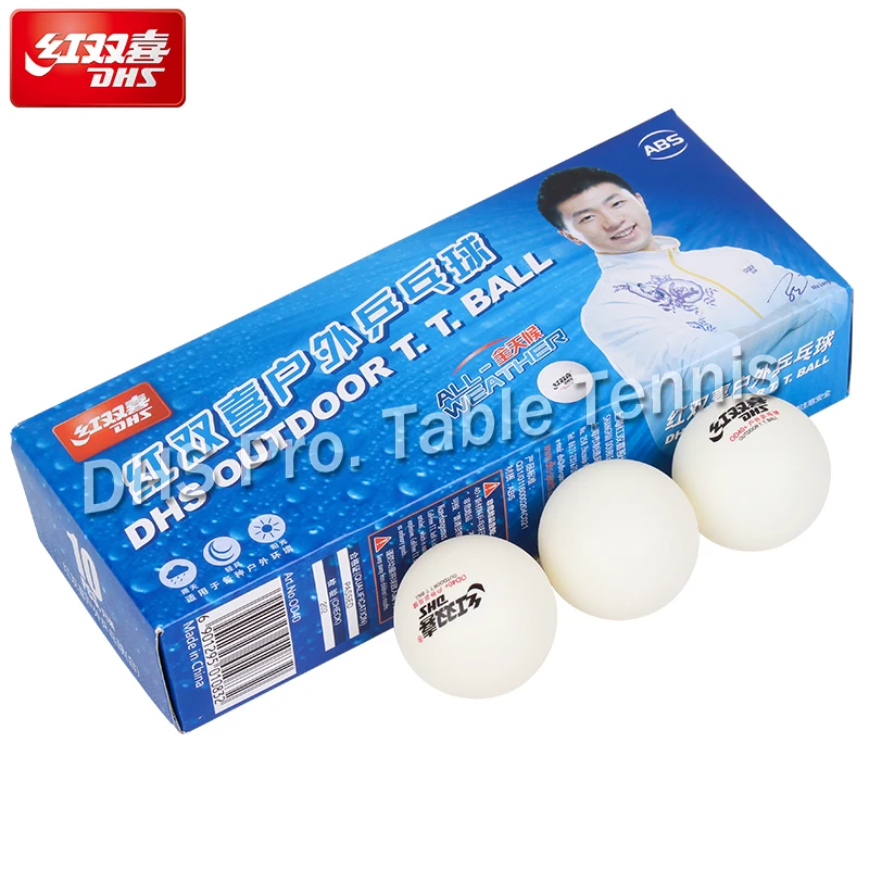 10 Balls DHS OUTDOOR (2018 New) Table Tennis Balls (All Weather, Seamed ABS 40+ Balls) Plastic Ping Pong Balls