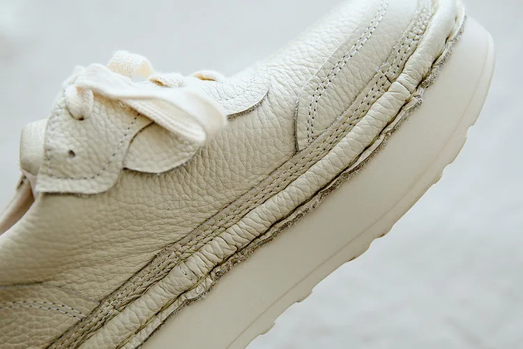 Careaymade-Real leather women\'s shoes simple retro shoes muffin student single shoes comfortable Japanese leisure pantshoes