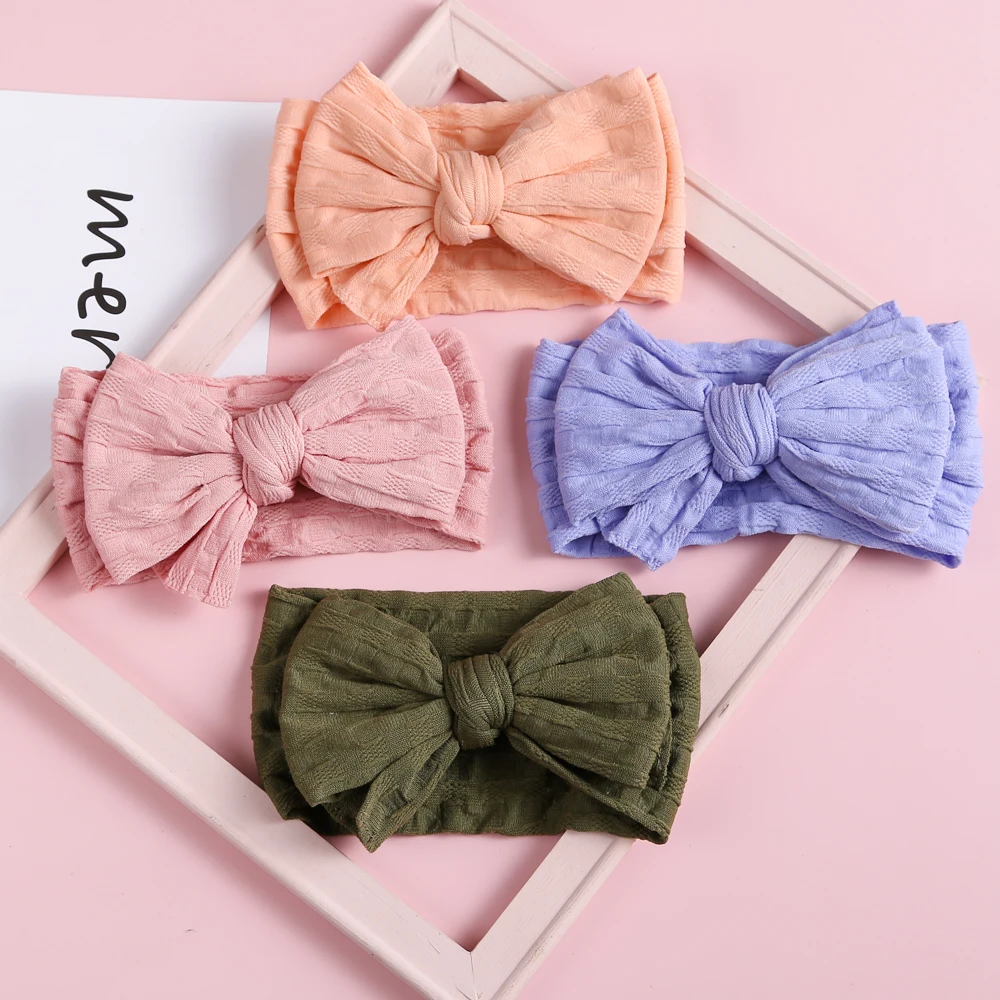 Baby Headband Big Bows Headwrap For Girls Nylon Turban Infant Cotton Hairbands Jacquard Children Summer Hair Accessories