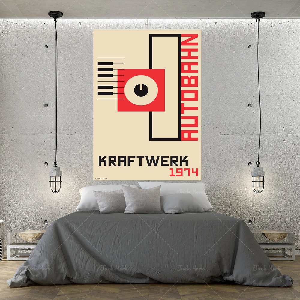 

Kraftwerk - Autobahn - Minimal Bauhaus Art Electronic Illustration Synthesizer Poster Print Alternative Minimalist Design Mike S