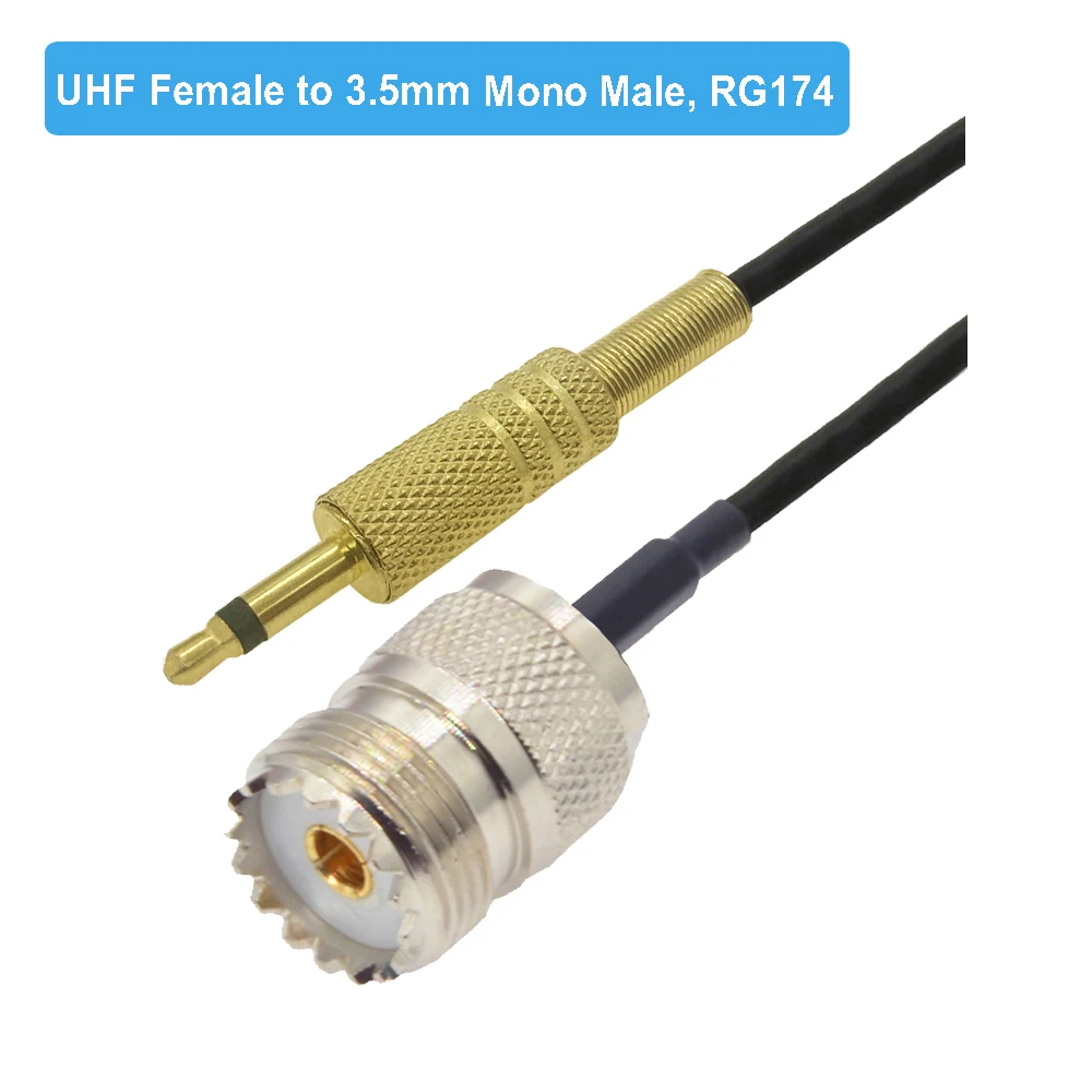 SO239 UHF Female Jack to 3.5mm Mono Male Plug 50 Ohm RG174 Pigtail for CCTV Camera Monitor Antenna Cord  Jumper RFCoaxial Cable