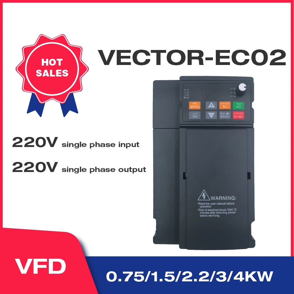 Vector Light-Load 220V 750w/1.5kW/2.2KW/3KW/4KW Variable Frequency Drive Single-Phase 220V In and Single-Phase Out Angisy EC02