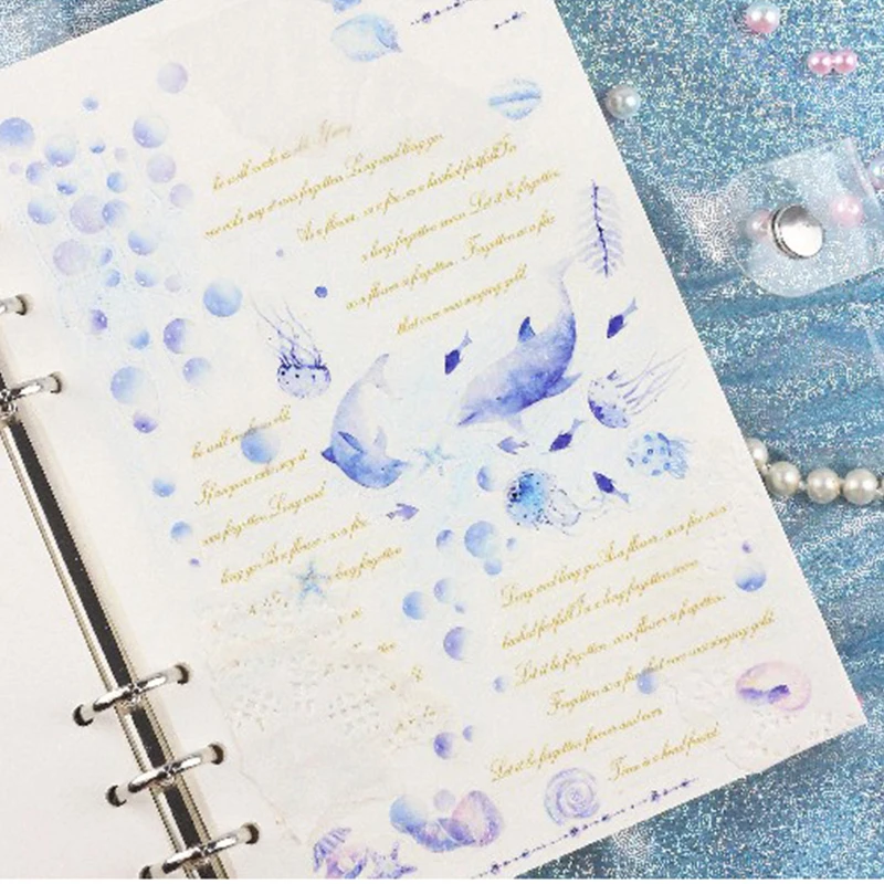 A6 Spiral Notebook Kawaii Ocean Planner Notebook Cherry Bullet Diary Notebook Planner Organizer Square Binder Small Clear Diary