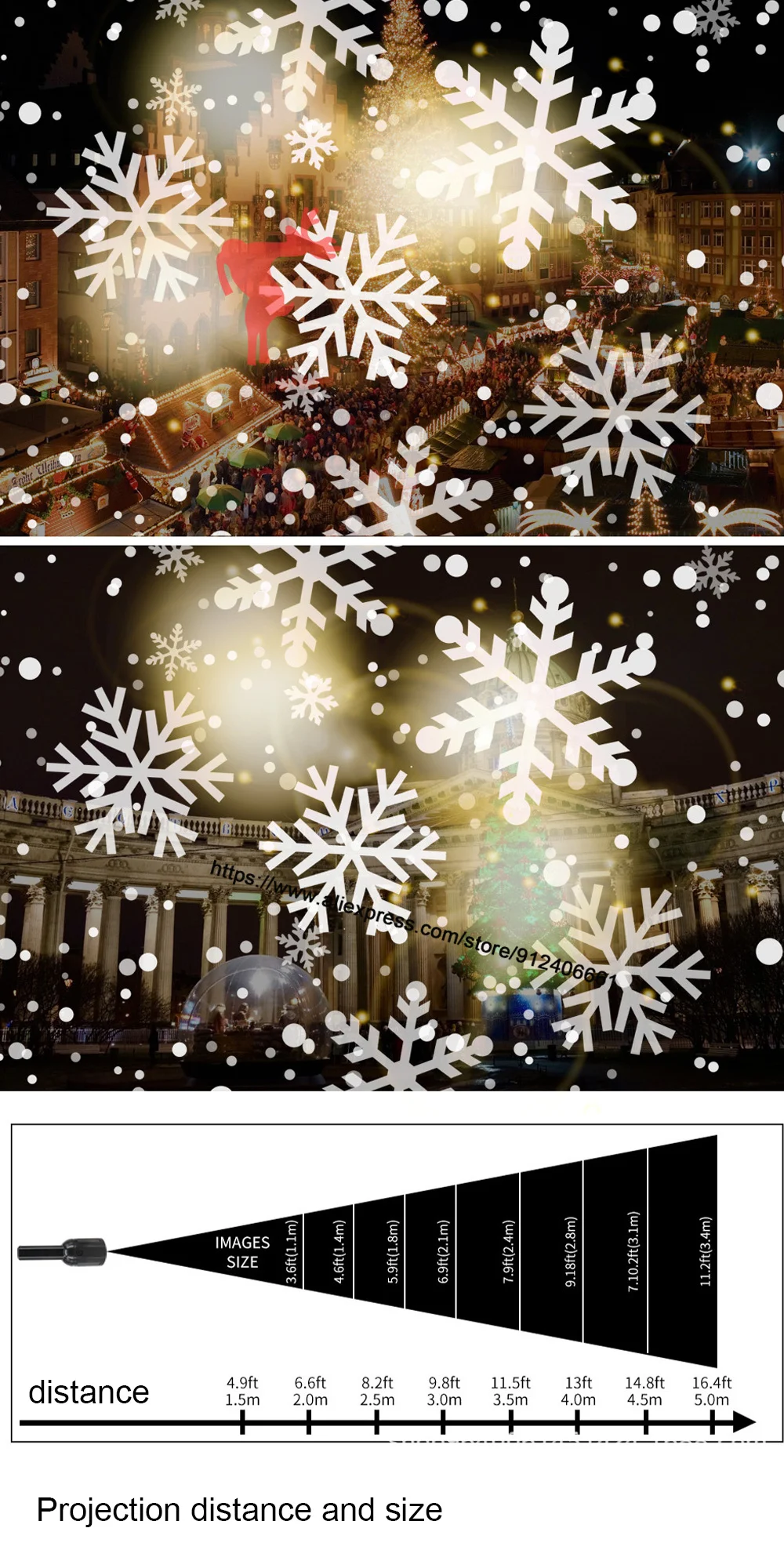 Snow Pattern Rotating Projection Lamp Landscape Lighting Christmas Party LED Stage Light IP 65 Outdoor Garden Lawn Pattern Lamp