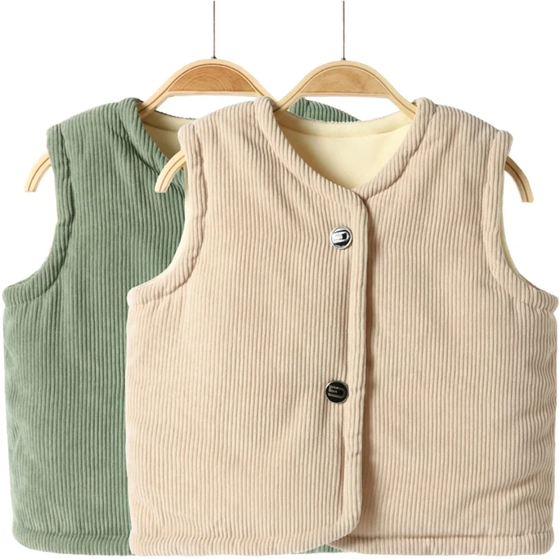 Children Vest Autumn Girls Warm Vest Winter Boys Thicken Waistcoat Kids Outerwear Vest Children Teens Cotton Jackets Vest