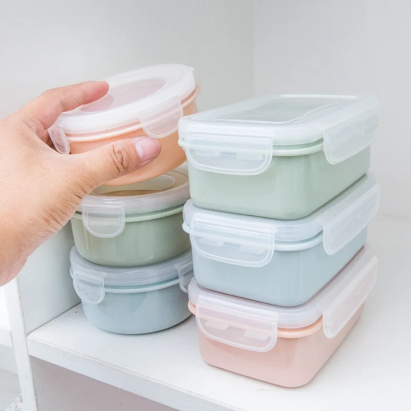 Small Plastic Fresh-keeping Box Portable Fridge Fruit Sealed Bowl Round Folding Bento Box Eco-Friendly Food Storage Container