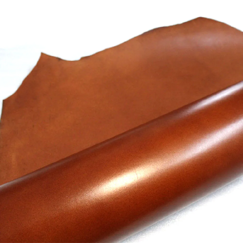 Baver Color Full Grain Cowhide Genuine  Vegetable Tanned Leather Craft Material Glossy Surface Umber Color